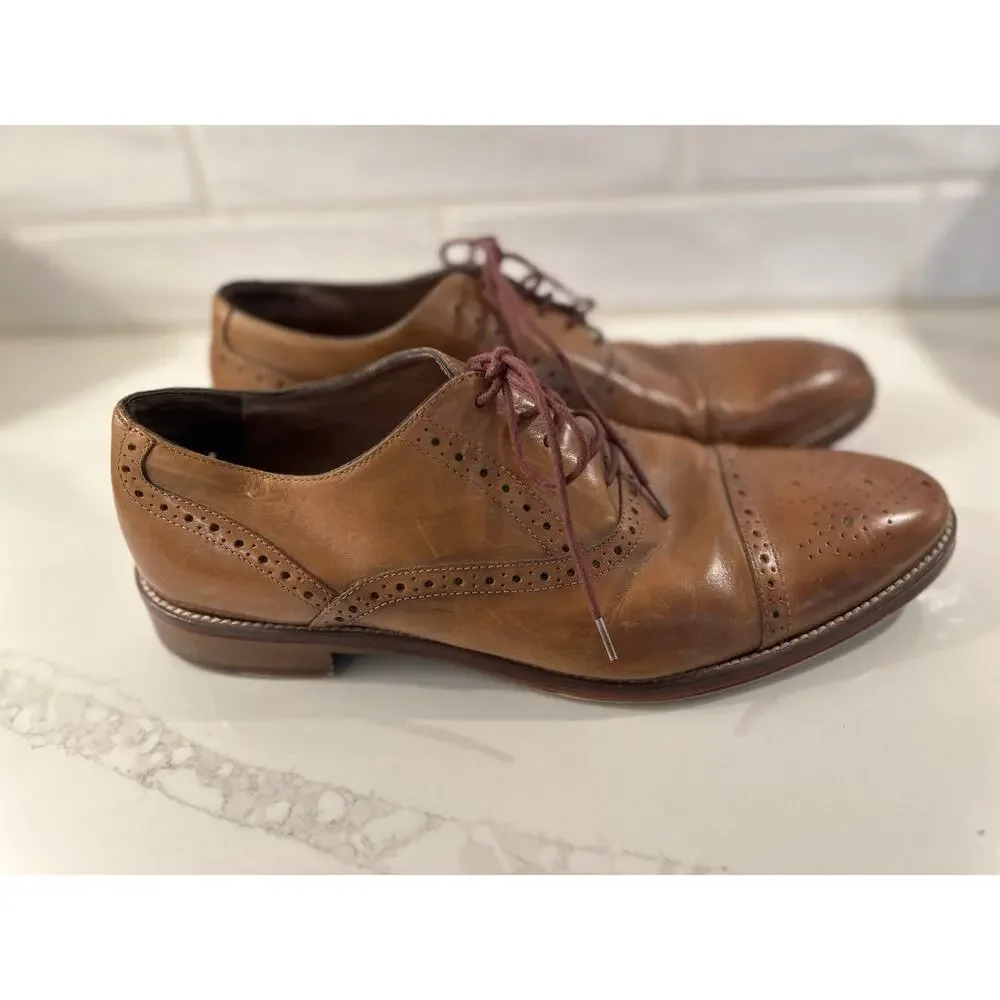 Johnston &‎ Murphy Mens Size 13 M Conrad Captoe Oxford Brown Leather Dress Shoe
